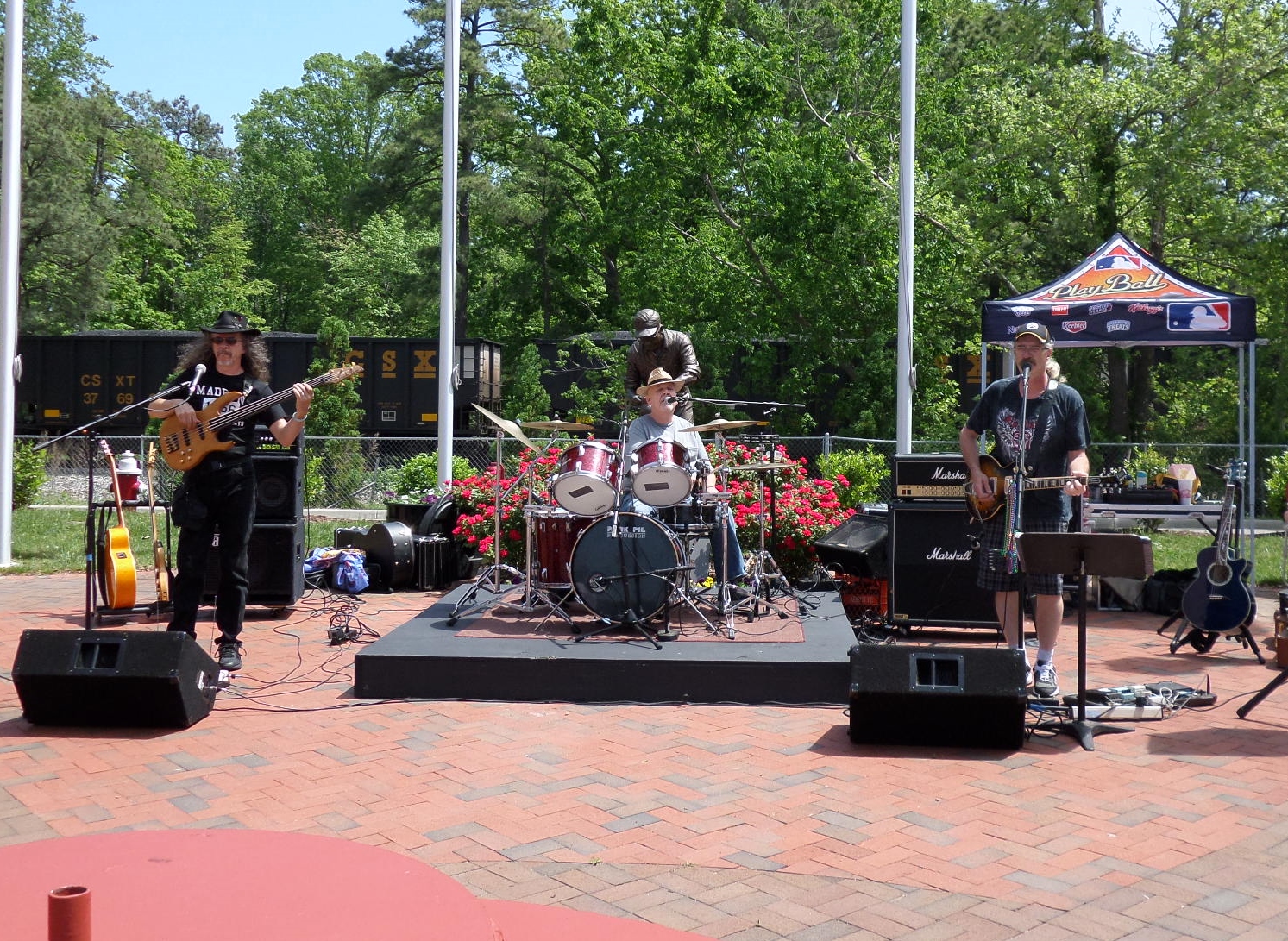 L-R Mike bass & backing vocals, Ken drums & backing vocals & Phil guitar & vocals
